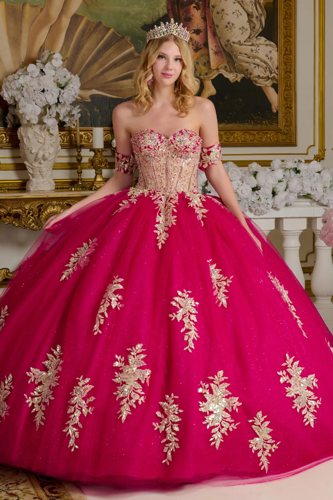 Vestido escote corazón adornado con lentejuela y brillo (XS)