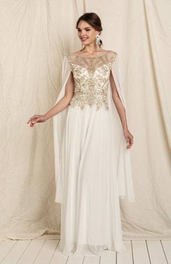 Vestido línea A con manga de capa (S)