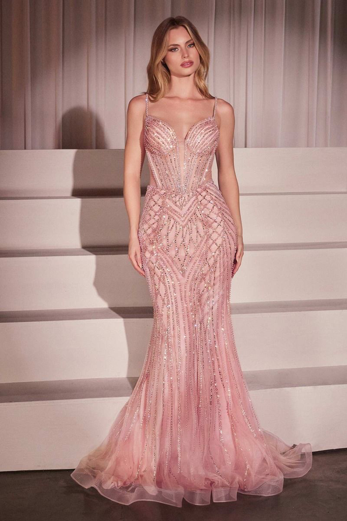 Vestido ajustado y acampanado adornado (Sage, 4)